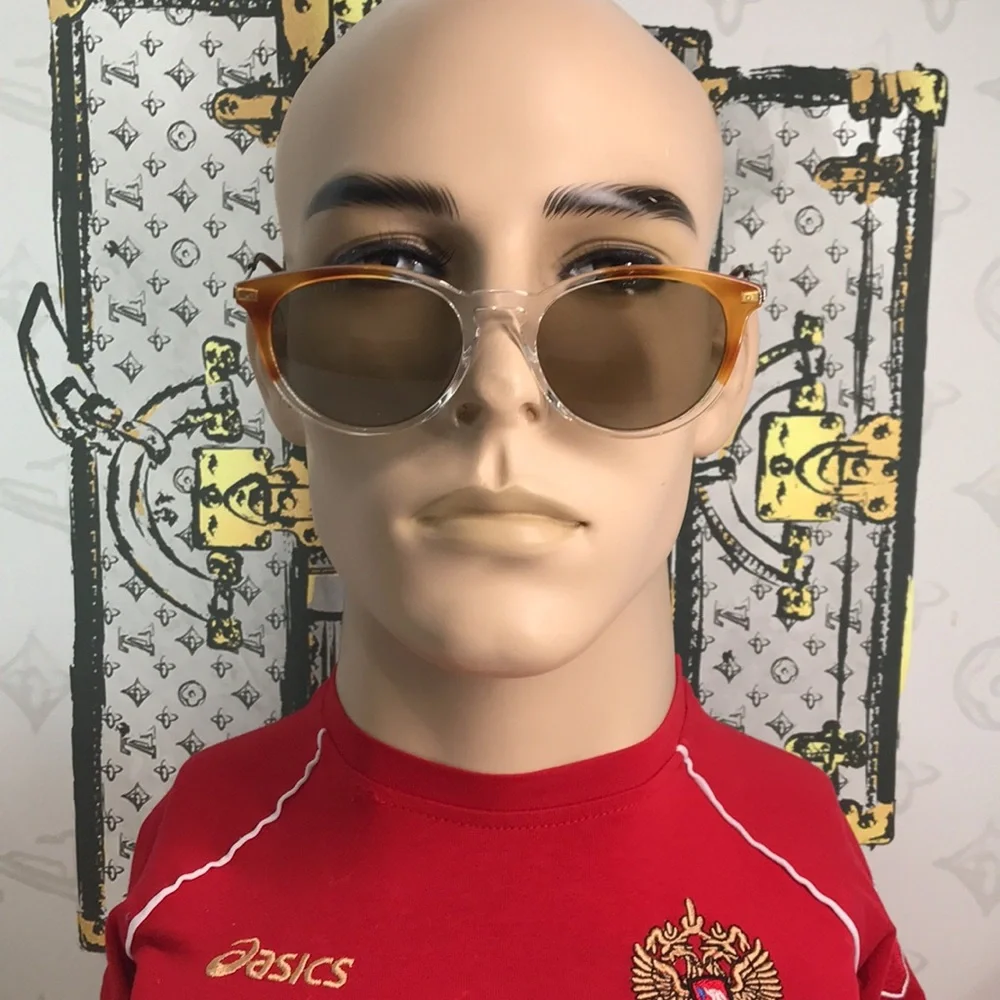 New Authentic Gucci GG1048S 004 Brown and Clear Men's Sunglasses